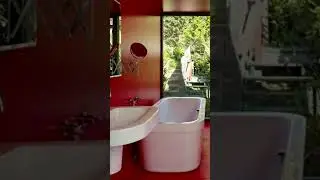 Red bathroom in the style of minimalism. #shorts