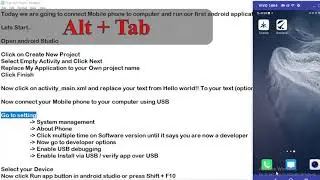 How to connect Mobile Phone to Android studio and Run Applications