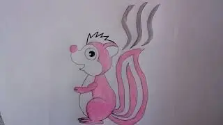Drawing of a pink skunk