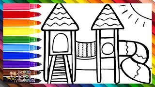 Narysuj i pokoloruj plac zabaw 🛝🌈 rysunki dla dzieci