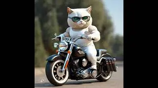 Coolest Cat on the Block: Buff Cat Riding a Harley-Davidson Fat Boy!