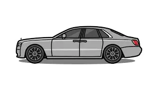 How to draw a ROLLS-ROYCE GHOST 2022 easy | Drawing rolls royce ghost step by step