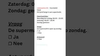 A1 Reading exam Tips Read the question first.Find the key word Zondag.Look in the text Zondag #dutch