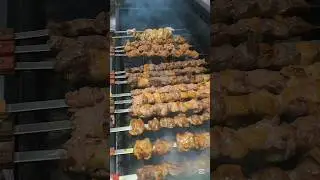 🔥 Street Style BBQ Skewers | Juicy & Smoky Grilled Meat 🍢🔥 #shorts #streetfood #food
