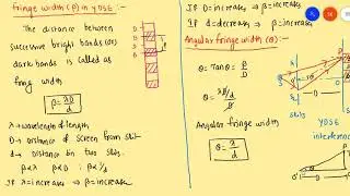 Wave optics class 12 // Fringe width ,Angular fringe width, problem on fringe width part 10.8 by ks