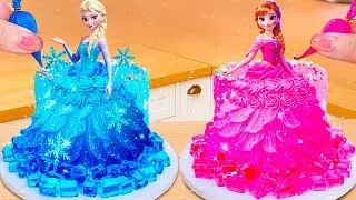 Торты в виде платьев кукол Эльзы и Анны из мультфильма &laquo;Холодное сердце&raquo; | Украшение глазурью сво...