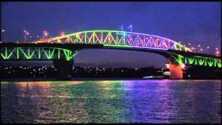 Testing the lighting on Auckland Harbour Bridge