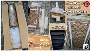 Plastic Shoes Rack 6 layers | Easy way to assemble plastic pipe shoes rack | Unboxing 📦(Meesho) #mj 