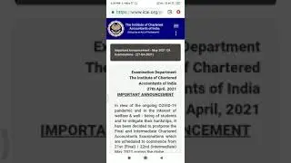 EXAM POSTPONED | MAY 21 | ICAI NOTIFICATION
