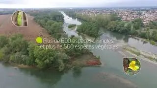 La R&eacute;serve Naturelle R&eacute;gionale de la confluence Garonne-Ari&egrave;ge vue du ciel