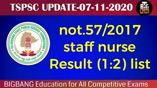 TSPSCStaff nurse Result 1:2 list విడుదల#tspscstaffnurseresultupdate57/2017