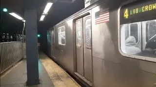 (Late night) IRT Lexington Av Line:R142 4 train arriving and departing 14 St-Union Square (2024)