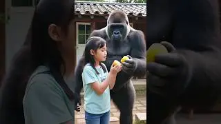 Ai Hero Gorilla Shares Half of a Lemon with a Girl