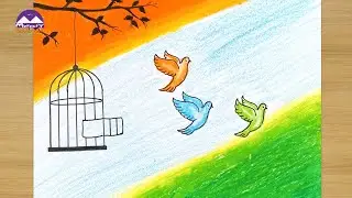 HOW TO DRAW INDEPENDENCE DAY DRAWING | DOVE DRAWING | FREEDOM DRAWING