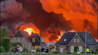 Massive Fire Engulfs Multiple Buildings in Ter Aar, Netherlands