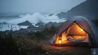 Coastal Night Rain Sounds &bull; Tent on Ocean Cliff for Deep Sleep