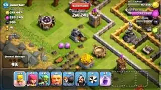 [Clash of Clan]32nd TH8 Raid. Abandoned TH9 base around 1200~1400 Trophy region :)