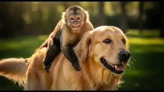 Crazy Prank! Funny Animals: A Mischievous Monkey Makes The Dog Act As Its Horse.