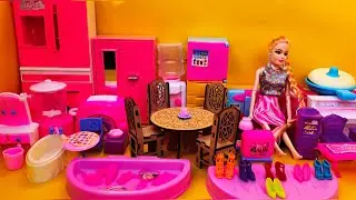 10 Minute ASMR Unboxing Barbie Furniture | Satisfying Pink Toy Review #doll #barbieunboxing