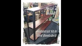 Industrial Style - Red Bookshelf - Metal and Wood