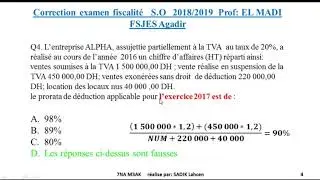 correction examen fiscalité S.O 2018/2019 prof : EL MADI