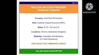 Malayalam Voice Process Job Vacancy 2026 | BPO Jobs in Chennai, Hyderabad, Bangalore