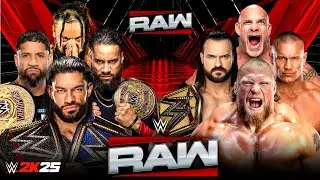 WWE Raw 2K25 The Bloodline vs Brock Lesnar Goldberg Drew Mcintyre Randy Full Match - 22-01-2026
