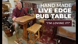 Hand Made Live Edge Pub Table and Bar Stools at Nest