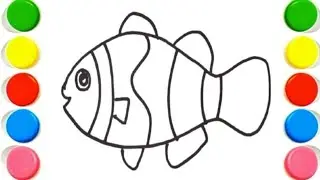 Cute Rainbow Fish Drawing, Painting & Coloring For Kids and Toddlers_ Kids Art #fish #drawingforkids