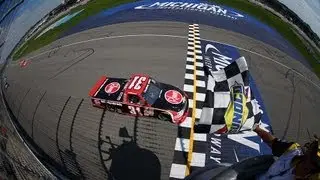 James Buescher passes Kyle Busch for the win! | Michigan International Speedway