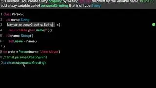 Learn Swift: Lazy loading properties (Chapter 18 Lesson 2)