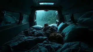 Sleep Soundly in 10 Minutes with Heavy Rain & Thunder Pouring on Rickety Car at Night