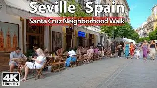 Waking Around the Beautiful Neighborhood of Santa Cruz, Seville - 4K Virtual Walking Tour, Spain