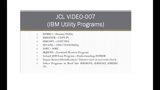 JCL | Job Control Language | 07 | IBM Utility Programs