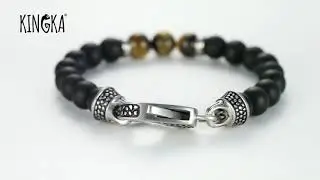 Men's Beaded Bracelet with Onyx and Tiger Eye