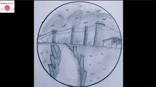 Pencil Drawing in Circle Easy Step By Step | Panda Drawing in Circle | Easy Circle Scenery Drawing 