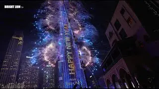 Fireworks on the tallest building in the world - Dubai 2026 New Years Eve Celebration - 8K UHD