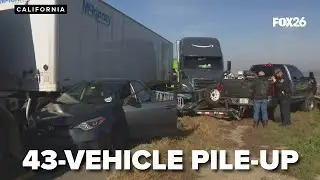 Nine injured in 43-vehicle crash on Highway 58
