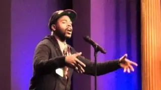 Lamar Jorden slam poetry at Chicago Youth Voices Network event