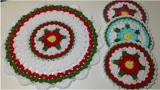 My Pretty Flower Dishcloth and Table Topper - Crochet Tutorial - #LionBrandYarn #LionBrand