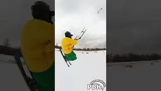 SNOW KITE Jumping. Koala 5m, Airwave Kites Canada. Kite Skiing Canada! #canada #snowkite #skiing