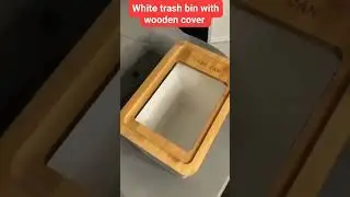 White Trash Bin with Wooden Cover Trash Can & Recycling Bins Household garbage bin trash bin#shorts