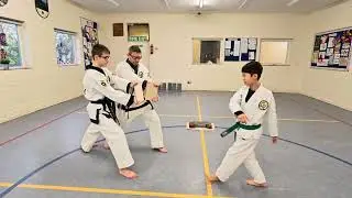 Wooden board break for Tang Soo Do blue belt grading
