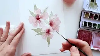 Easy pink watercolor flowers full tutorial for beginners - Angele Kamp