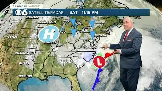 Dry, arctic air 'eats away' at snow as low tracks away from East Coast