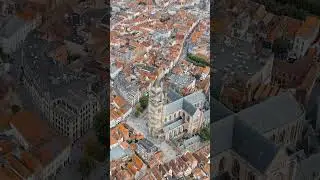 Vertical video. Bruges, Belgium. Cathedral of St. Salvator - 14th-century cathedral with a Gothic...