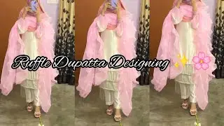 Ruffle Dupatta Designing At Home||Dupatta Design Ideas #Dupatta #trending