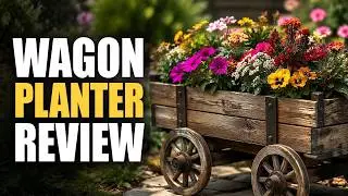 Patio Garden Outdoor Wooden Wagon Flower Planter Setup & Review