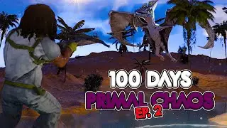 Taming Our First Beta Dino in Ark Primal Chaos! | Ark 100 Days Ep.2