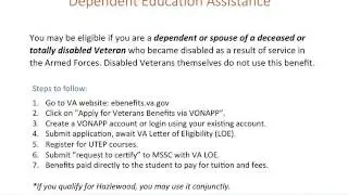Educational Benefit: Dependent Education Assistance